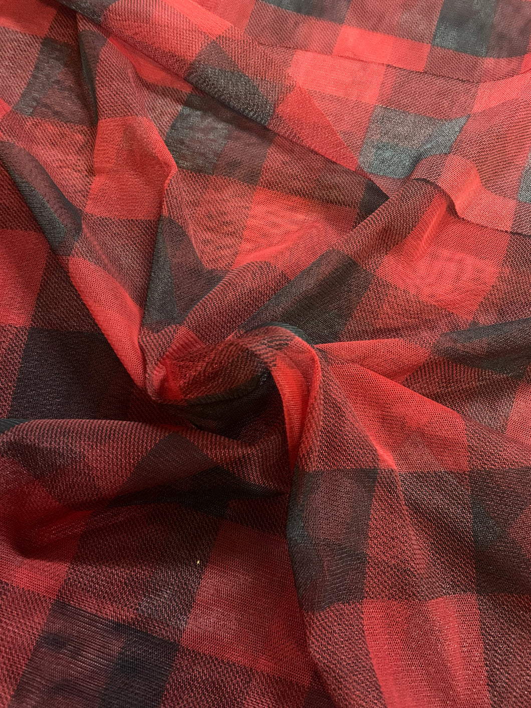Tulle quadrettato rosso